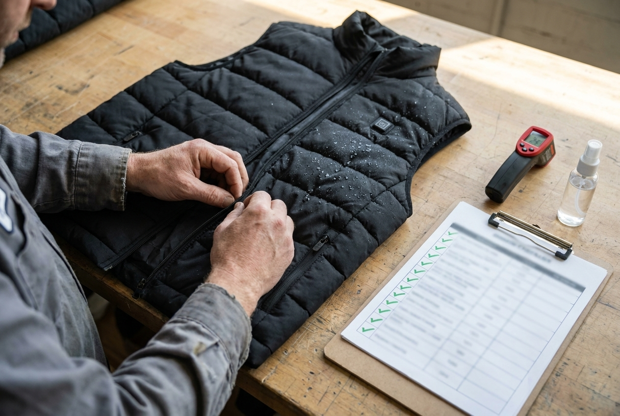 Water-resistant heated vest ready for washing